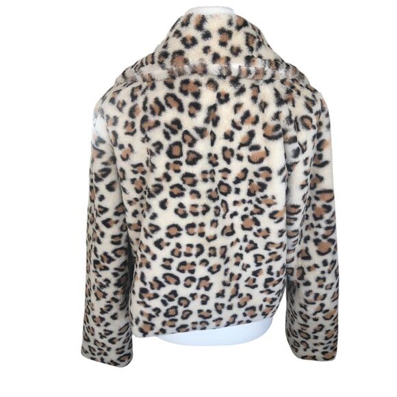 36point5 Faux Fur Cozy Soft Retro Y2K Cropped Leopard Jacket Sz L - Picture 4 of 10
